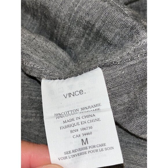 Vince Gray Button-Up Tie-Sleeve Women's Midi Shirt Dress Size Medium - Picture 8 of 8